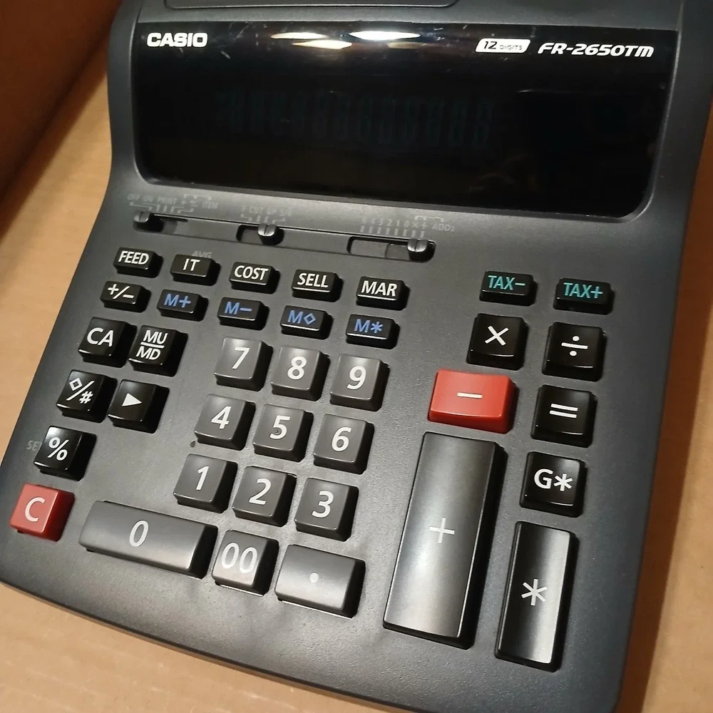 Casio FR-2650TM Printing Calculator 12 Digit Adding Machine Tax Exchange Decimal